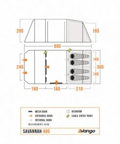 Vango Savannah 400 Tent Package With Footprint 2025 27 Vango Savannah 400 Tent Package With Footprint 2025 -Outdoor Tent Shop Savannah400Floorplan LowRes