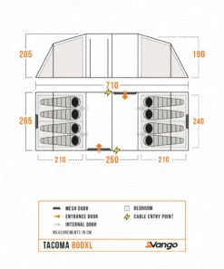 Vango Tacoma 800XL Tent Package -Outdoor Tent Shop Tacoma800XLFloorplan LowRes