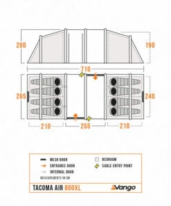Vango Tacoma Air 800XL Tent - 2025 -Outdoor Tent Shop TacomaAir800XLFloorplan LowRes small