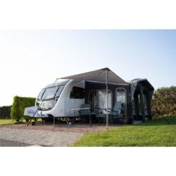 Vango Riviera Air Awning 390 Elements TC Package With Free Tall Annex Elements TC - Riviera, Caravan Awning Side Canopy And CP225 - Breathable Fitted Carpet - Riviera 390 -Outdoor Tent Shop caravan awning side canopy