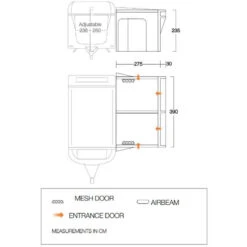 Vango Riviera Air Awning 390 Elements TC Package With Free Tall Annex Elements TC - Riviera, Caravan Awning Side Canopy And CP225 - Breathable Fitted Carpet - Riviera 390 -Outdoor Tent Shop riviera air 390 elements tc 1